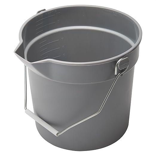Winco Heavy-Duty Plastic Bucket/Utility Pail with Pour Spout, 10 Quarts, Gray