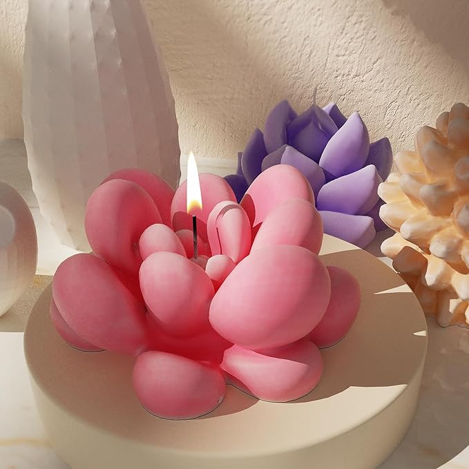 8 Pcs Flower Succulent Molds & Peony Rose Resin Candle Mold - Craft Supplies 3D Mold for Resin Casting