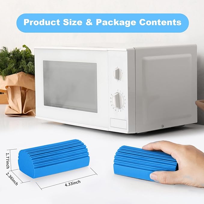 4 Pack Damp Clean Duster Sponge, Magic Sponge Eraser for Household Cleaning, Reusable Dusters Cleaning Supplies for Housekeeping, Dish, Blinds, Glass, Baseboards,Window Track Grooves and Faucets
