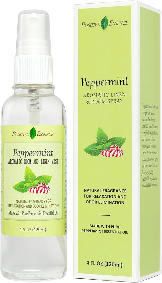 Peppermint Linen and Room Spray, Natural Pillow Mist, Made with Pure Peppermint Essential Oil, Home Fragrance for Relaxation, Bathroom Air Freshener Odor Eliminator