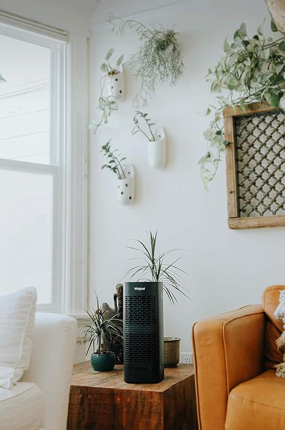 Whirlpool, WPT60B Whispure True Hepa Air Purifier, Activated Carbon Advanced Anti-Bacteria, Ideal for Allergies, Odors, Pet Dander, Mold, Smoke, Wildfire, and Germs, Medium, Black