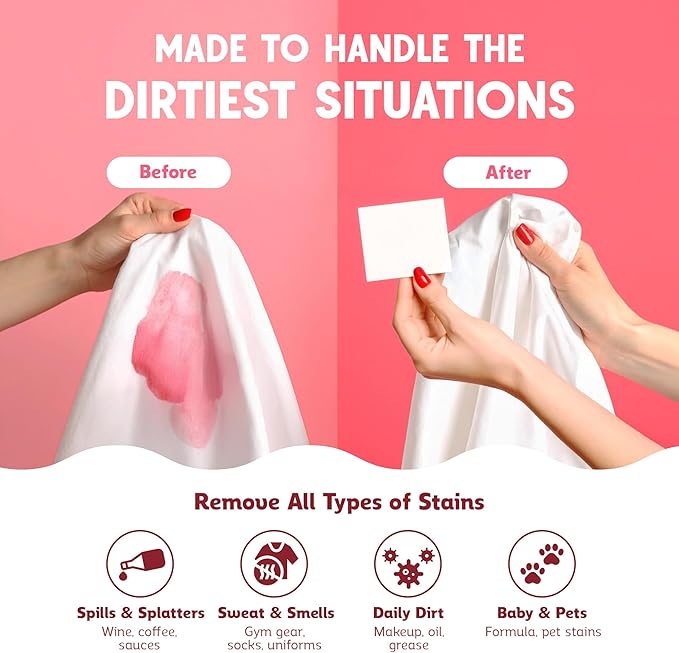 QLEAN Laundry Detergent Sheets (Travel Size 40 Loads) – Travel Laundry Detergent Sheets, Eco-Friendly Laundry Soap, HE & Standard Washer Safe, Stain Remover, Skin-Friendly - Ruby Sunset Bliss