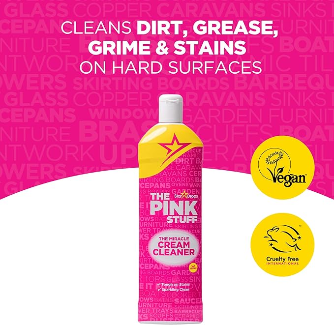 Stardrops - The Pink Stuff - Miracle Cleaning Ultimate Bundle – Paste, Multi-Purpose Spray, Bathroom Foam Spray, and Cream Cleaner – Ideal for Kitchens, Bathrooms, Outdoors, and More