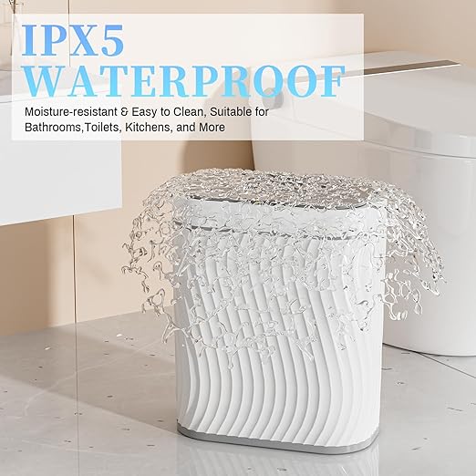 Bathroom Trash can with Automatic Touchless Lid, 2.6 Gallon Motion Sensor Small Garbage Can, Slim Waterproof Smart Trash Bin for Bedroom, Office, Living Room