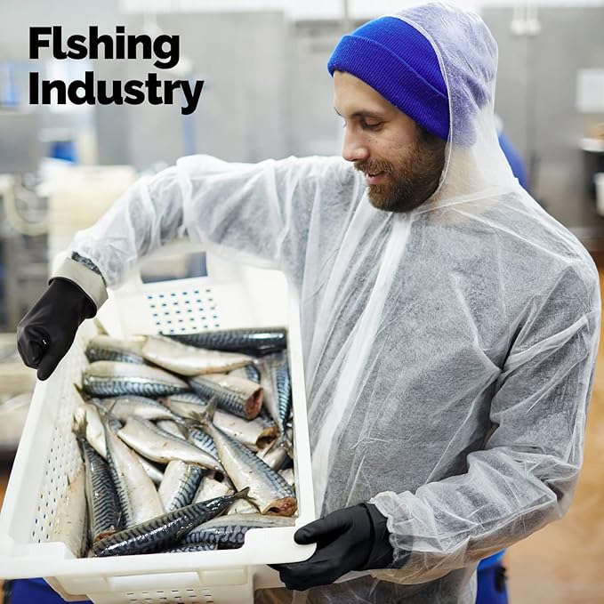 Chumia 8 Pairs Chemical Resistant Latex Gloves Heavy Duty Black Rubber Gloves Cleaning Protective Safety for Car Home Lab(Large)