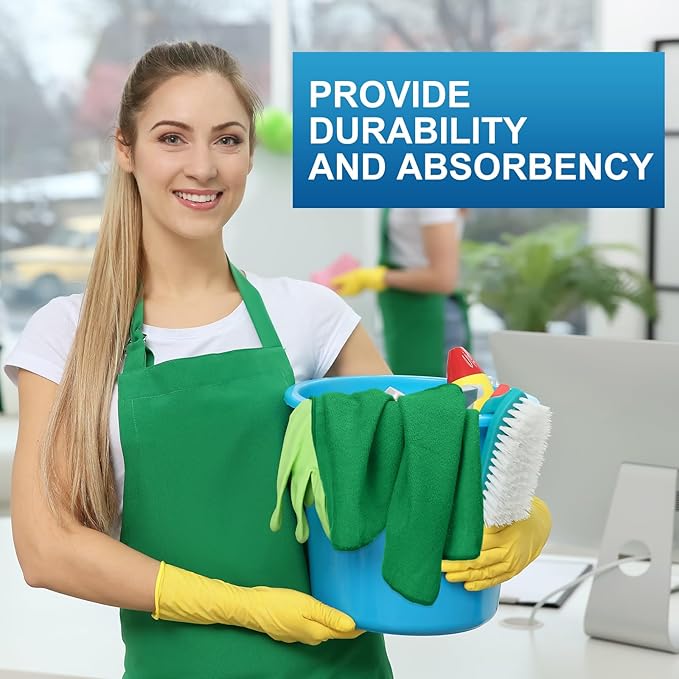 Tenare 100 Pack 12'' x 12'' Microfiber Cleaning Cloths Reusable Cleaning Rags Bulk Microfiber Towels Softer Highly Absorbent Washcloths for House Kitchen Car Window(Green)