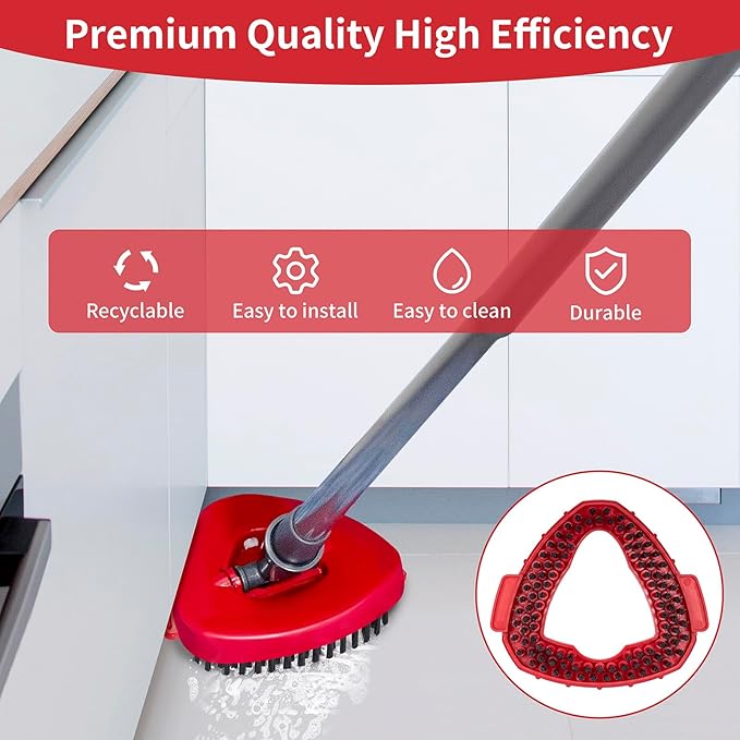 Scrub Brush Replacement Head for O Cedar EasyWring Spin Mop 1 Tank System, Shower Floor Scrubber, Microfiber Triangle Hard Bristle Cleaning Brush for Bathroom Kitchen Pool, Glass and Tile Walls