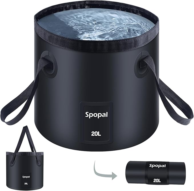 Collapsible Bucket with Handle 20L, Multifunctional Folding Water Container for Camping, Hiking, Traveling, Fishing, Laundry, Gardening, Waterproof, Durable, Lightweight
