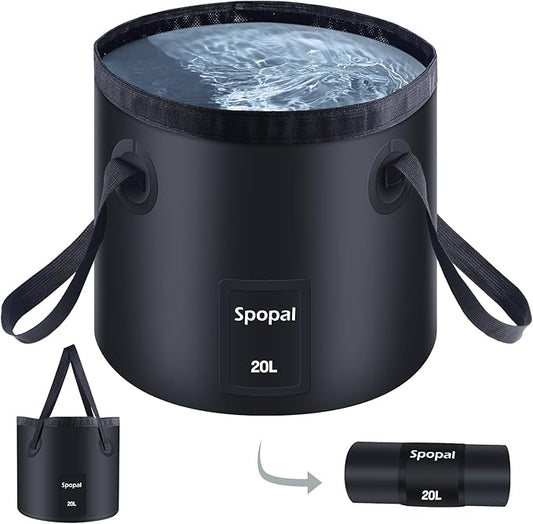 Collapsible Bucket with Handle 20L, Multifunctional Folding Water Container for Camping, Hiking, Traveling, Fishing, Laundry, Gardening, Waterproof, Durable, Lightweight