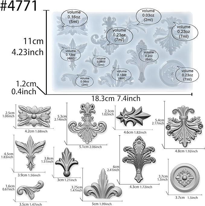 Baroque Medallion Mold for Polyclay Air Dry Clay Plaster