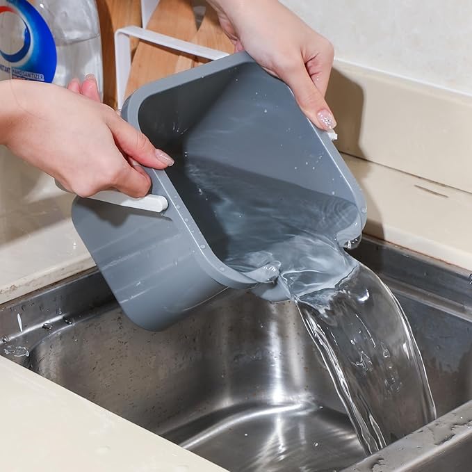 Vesici 6 Sets 3 Quart Cleaning Bucket with Microfiber Cleaning Cloths Small Sanitizing Square Bucket Detergent Plastic Utility Pail with Handle for Household Restaurant Office School Use (Gray)