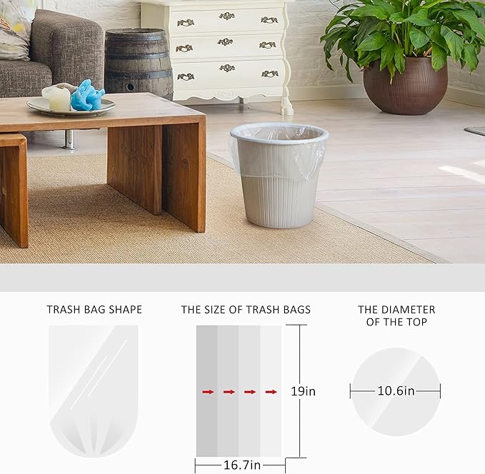 440 Counts Strong Trash Bags Garbage Bags by Teivio, Bathroom Trash Can Bin Liners, Small Plastic Bags for home office kitchen (2.6 Gallon)