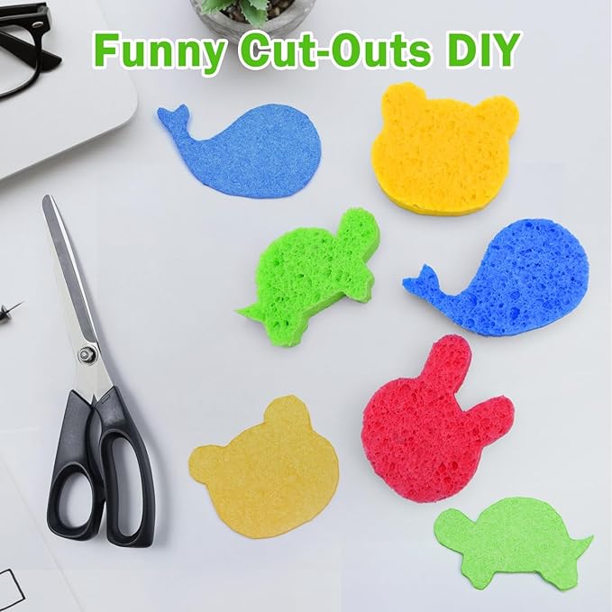 YoleShy 24 Pack Kitchen Sponges Natural Cellulose Compressed Sponges for Cleaning Reusable Dish Sponge Kitchen Non-Scratch DIY for Kids