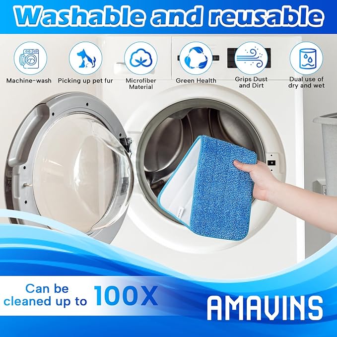 3 Pack Microfiber Cleaning Pads for Bona Mop, Reusable Microfiber Mop Pads for 18 Inch Mop, Hardwood Floor Replacement Cleaning Mop Pads, Machine Washes