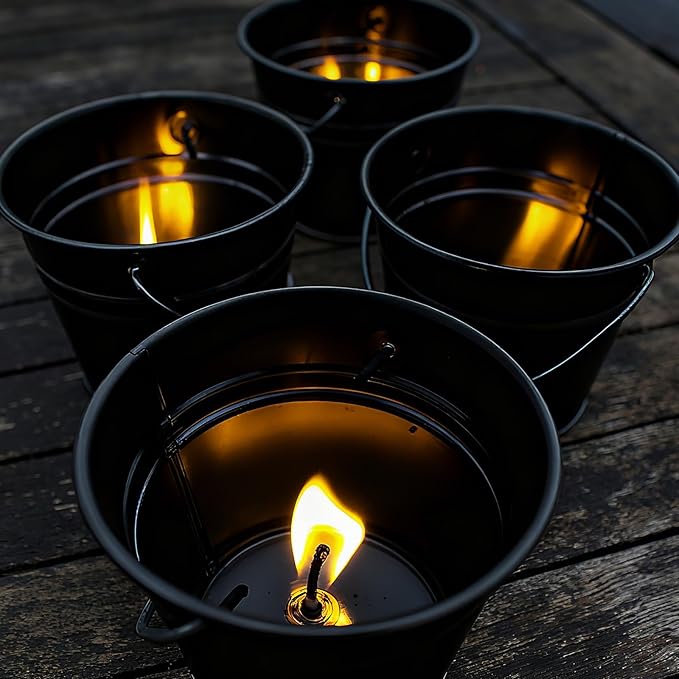 Sadnyy 12 Pcs 3.5in Small Metal Buckets with Handle, Mini Metal Pail Tin Galvanized Pail Container for Trick or Treat Flower Plant Craft Halloween Party Favors Garden Home Decoration (Black)