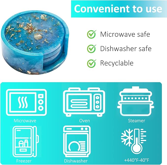 18 Pcs Coaster Resin Molds Silicone, Coaster Molds with Round Square Octagon Shape Holder Molds for Epoxy Resin, DIY Art Craft Cup Mats