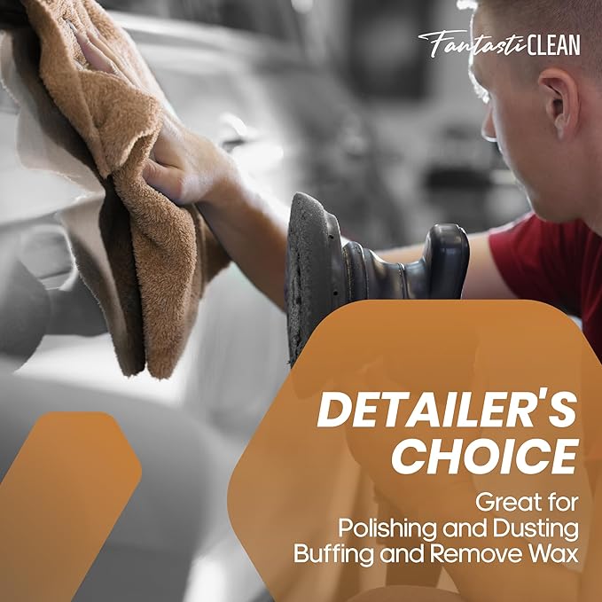 Fantasticlean Microfiber Towels for Cars, Tear Away Car Detailing Cloth Roll, RV Boat Drying Polishing, Edgeless Plush, Coral Fleece, Ultra Absorbent, Scratch-Free, 14" x 14", 20 Pack (Tan)