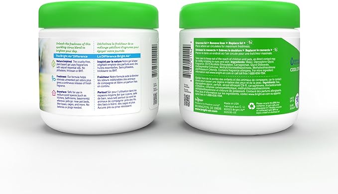 Bright Air 14 oz. Super Odor Eliminator, for Medium-Size Spaces, Cool Citrus Scent, Case of 6, Air Freshener, Natural Essential Oils, Lasts Up to 90 Days Each