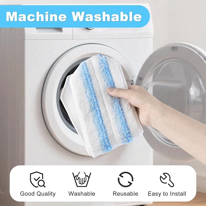 Mop Replacement Pads Compatible with OCedar H2prO Flat Mop System, Mop Handle for Ocedar H2prO Flat Mop, 3 Pack Mop Replacement & 30" to 58" Extendable Length Mop Handle for Ocedar H2prO