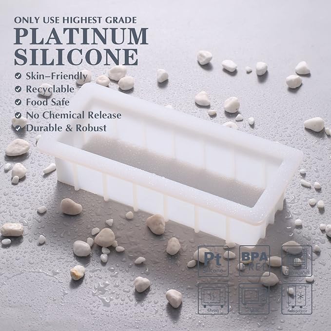 Nicole Soap Molds 10 inch Silicone Loaf Mold Flexible Rectangular Soap Silicone Loaf Mold