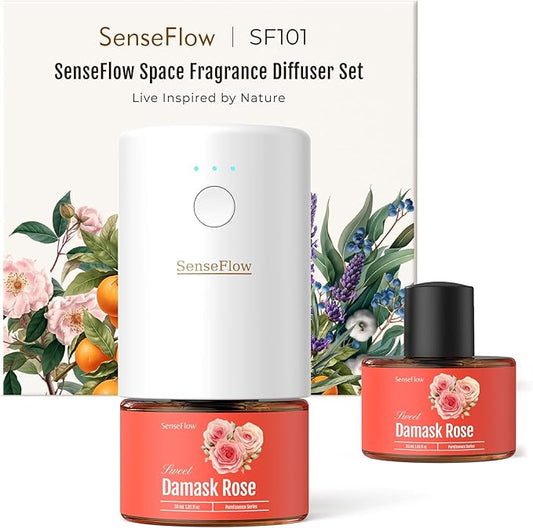 SF101 Waterless Ultrasonic Essential Oil Diffuser–100% Plant-Based,120-Day Natural Air Freshener & Aromatherapy Diffuser for Home,Hotel,Studio–Covers up to 100㎡-Peaceful Rest