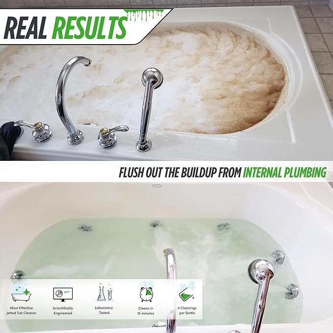 Oh Yuk Jetted Bathtub Cleaner for Jet Tubs, Whirlpools, The Most Effective Jetted Tub Cleaner, Septic Safe | Two 16 Ounce Bottles!