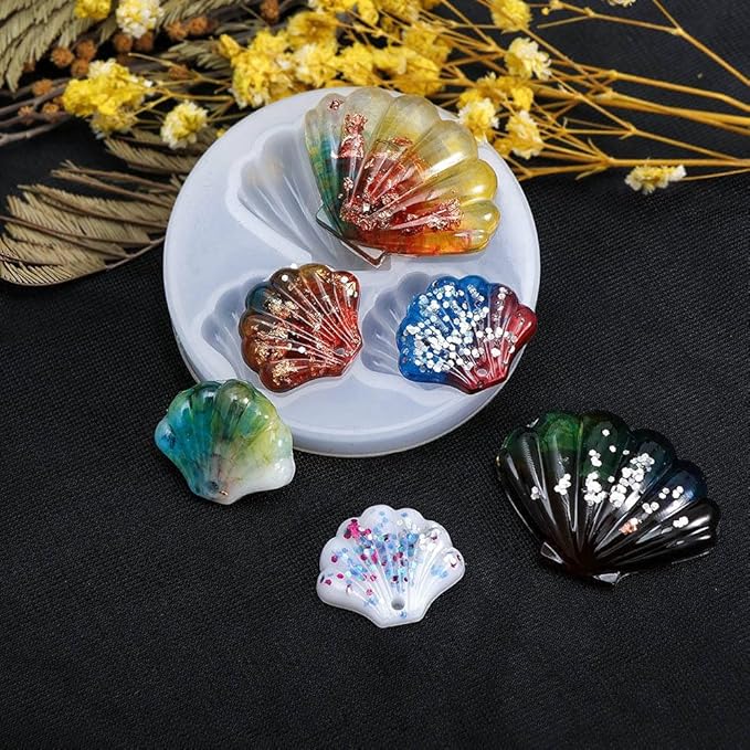 TUKE Silicone Leaf & Honeycomb Molds - 3D Fondant & Chocolate Baking Molds (Sea Shell)