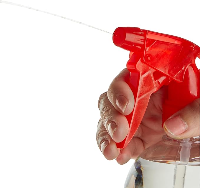 Juvale Spray Bottles for Cleaning & Hair Care - 16 oz, Clear & Red, 6-Pack - Plastic Spray Bottles Adjustable Nozzle Mist & Stream - Refillable Plant Sprayer