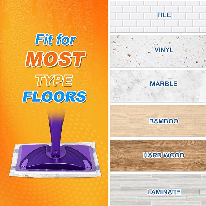 Mopping Pad Refill Compatible with Swiffer Wet Jet Mop Disposable Wet Jet Mopping Pads for All Purpose Multi-Surface Hardwood Floor Cleaning Thickness & Absorbent, 24 Count