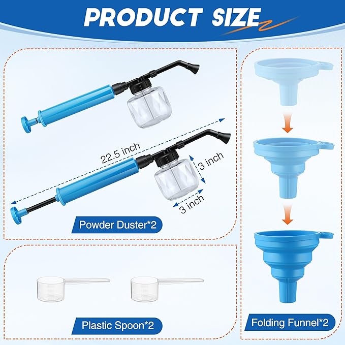 Qualirey 1 Pack Diatomaceous Earth Duster, 250ml Garden Powder Applicator Dispenser, Bulb Duster Sprayer, Home Powder Applicator, Puffer Sprayer for Multi Purpose Indoor & Outdoor (Blue)