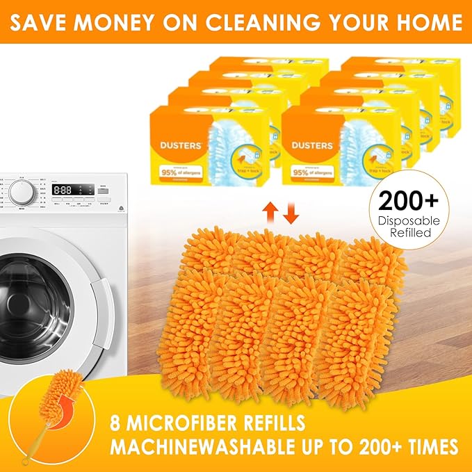 Redones Dusters for Swiffer - Reusable Duster Refill Compatible with Swiffer Hand Duster, 360 Heavy Duty Dusters Refills 8 Pack(Handle is Not Included)