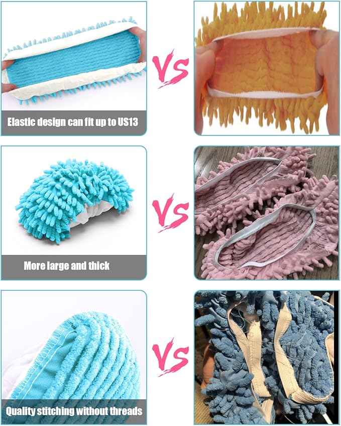 8 Pcs Mop Slippers Socks Floor Cleaning,Microfiber Shoe Covers dust Washable Reusable for Woman Man House Kitchen (Blue)