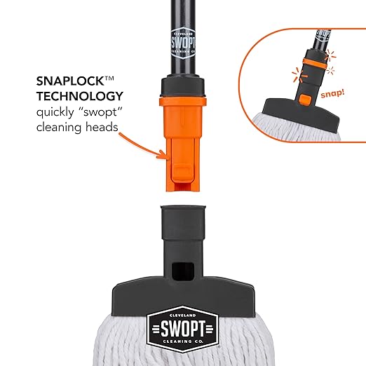 SWOPT Cotton Mop Head — Cleaning Head Interchangeable with All SWOPT Cleaning Products for More Efficient Cleaning and Storage — Great to Use on Wood, Laminate or Tile Floors, Machine Washable