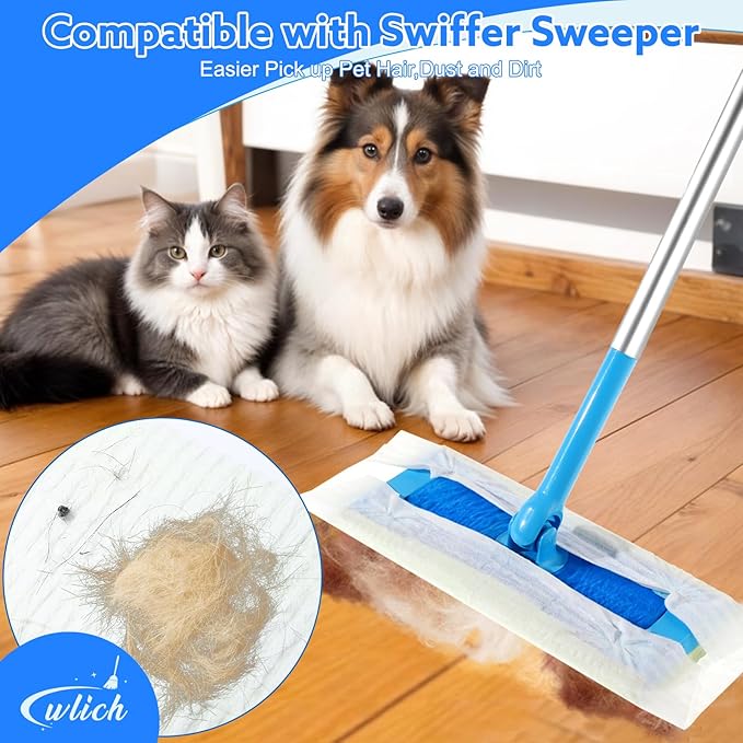 80PCS Dry Sweeping Cloths Pads Compatible with Swiffer Sweeper, Disposable Duster Refill, Non-Woven Mop Refills Pads for Floor Mopping, Wood Floors, Dust and Pet Hair Cleaning