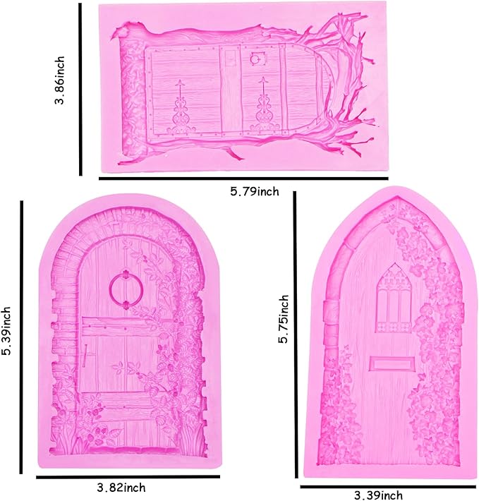 Fairy Garden Door Fondant Molds, Enchanted Vintage Treehouse Silicone Chocolate Molds, Cake Decorating Baking Molds for Pudding Jelly Cookie Candy Gum Dessert Clay Resin DIY Craft