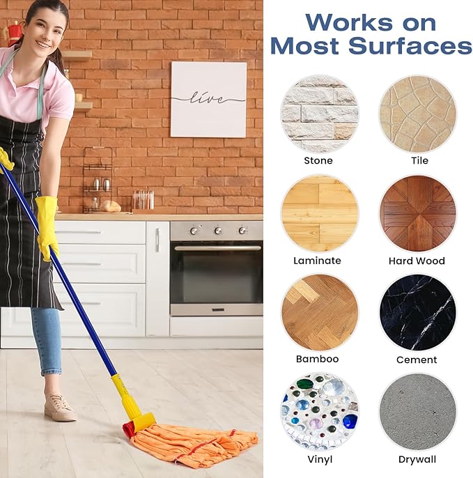 Matthew Cleaning Microfiber Tube Mop(Meduim,Orange,3Pack) Heavy Duty Mop Head Replacement,Excellent Absorbency,Premium launderability,Reusable,Loop end for Home,Commercial and Industrial Use