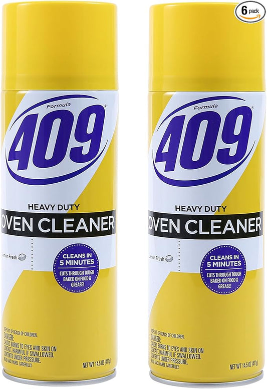 Formula 409 Heavy Duty Spray-On Oven Cleaner, Lemon Scent - Grill and Stove Top Product Cuts Through Grease & Grime on Contact, A Powerful Clean You Can Trust, 14.5 Oz - 2 Pack