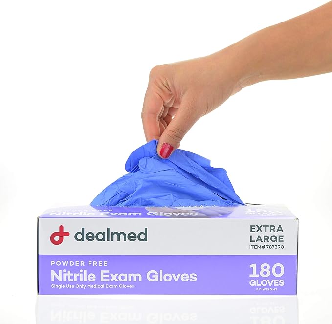 Dealmed Brand Nitrile Medical Grade Exam Gloves, Disposable, Latex-Free