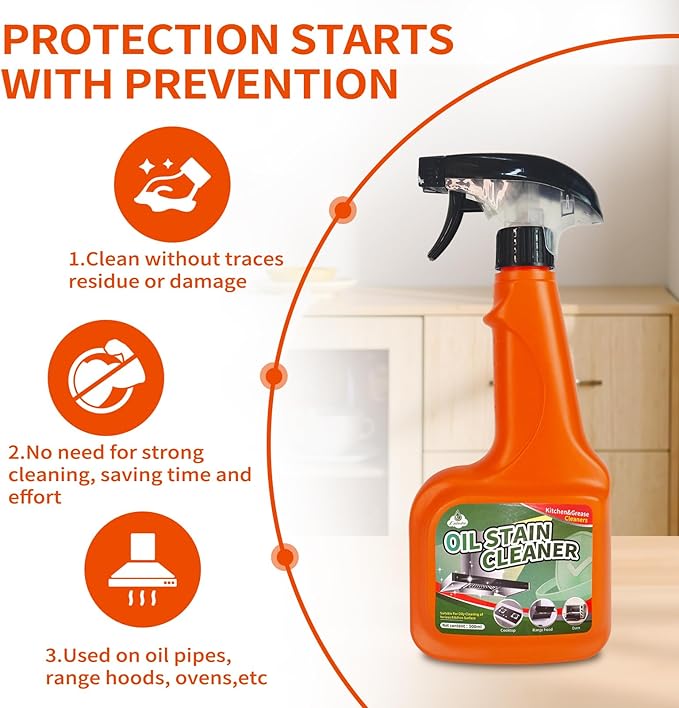 All-Purpose Oil Stain Cleaner, Degreaser Kitchen Foam Cleaner Spray, Degreaser Cleaner Heavy Duty, Kitchen Cleaning Supplies, Household Essentials (2 PCS)