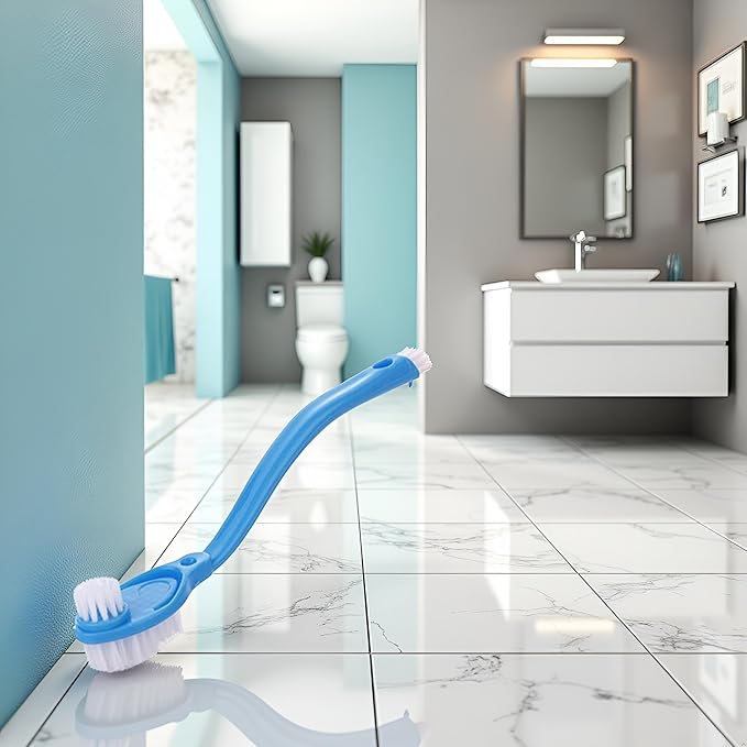 Household Cleaning Brushes Long Handle Double-Headed Shoes Cleaning Brushes Bathroom Kitchen Washing Tools (Blue)