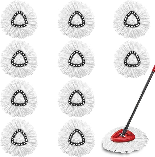 10Pack Spin Mop Replacement Heads for O Cedar, 100% Microfiber Mop Head Replacement Fits Triangle Mop Replace, Easywring 1-Tank System, 360 Degree Spin Refill for Easy House Cleaning Floor Mopping