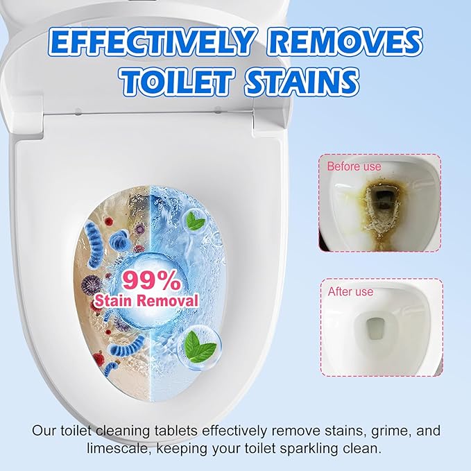 Automatic Toilet Bowl Cleaner Tablets–Fresh Scent,50 PACK,Long-Lasting Clean–Safe for Tanks&Pipes Deodorizing and Descaling–Bathroom Cleaner Against Tough Stains Keeps Bowl Clean Between Washes-easy A