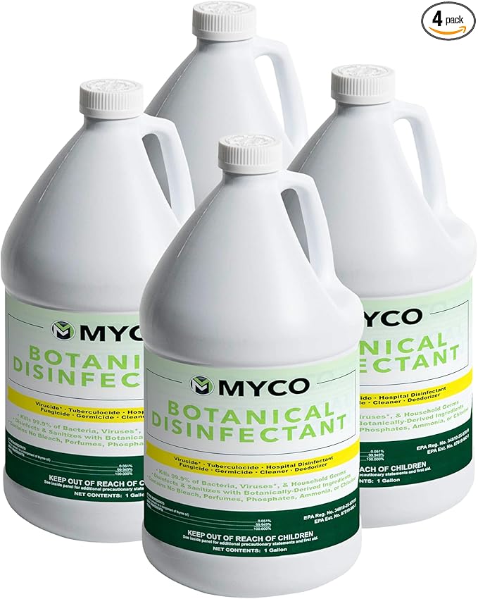 Myco Botanical Disinfectant Cleaner – Natural Plant-Based Ready-to-Use EPA-Registered Disinfectant Spray for Mold, Mildew, Germs, Bacteria & Viruses – Safe for Home & Commercial Use, 4 Gallon