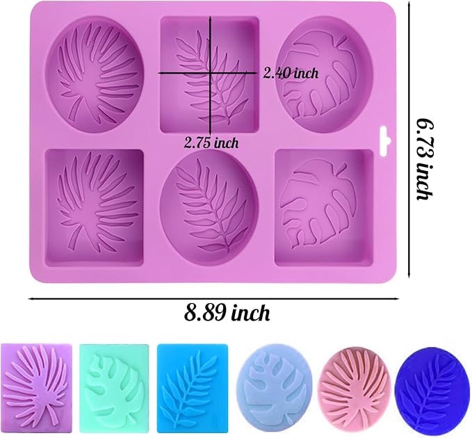 2-Pack Silicone Soap Molds, Tropical Leaf & Hawaii Style Designs for Handmade Soap Making, Reusable Rectangle & Ellipse Shapes Silicone Molds (Epoxy Resin Compatible)