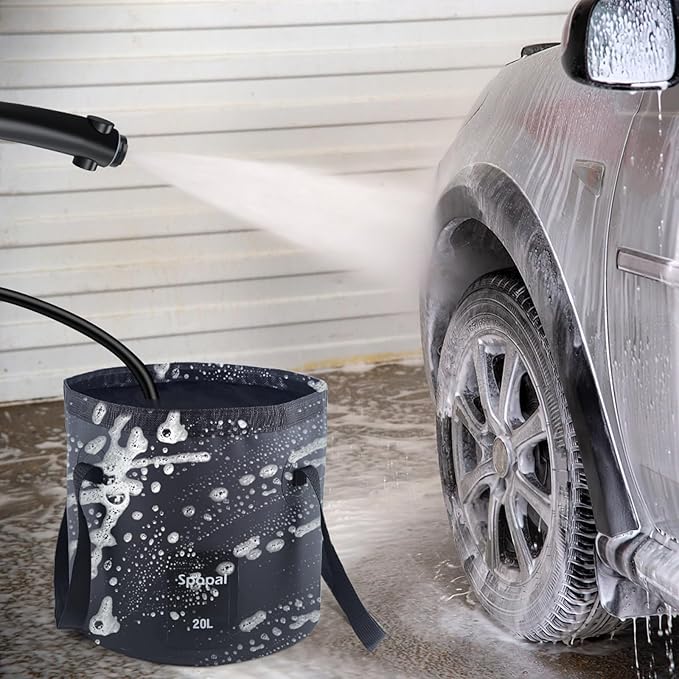 Collapsible Bucket with Handle 20L, Multifunctional Folding Water Container for Camping, Hiking, Traveling, Fishing, Laundry, Gardening, Waterproof, Durable, Lightweight