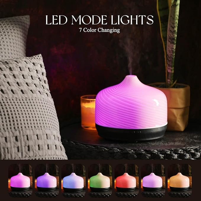 Porseme 500ml Glass Essential Oil Diffuser Aromatherapy Ultrasonic Cool Mist Humidifier 15-21 Running Hours Waterless Auto-Off Air Diffusers for Sleeping Yoga Office Working Spa and Rest (Pure Pink)