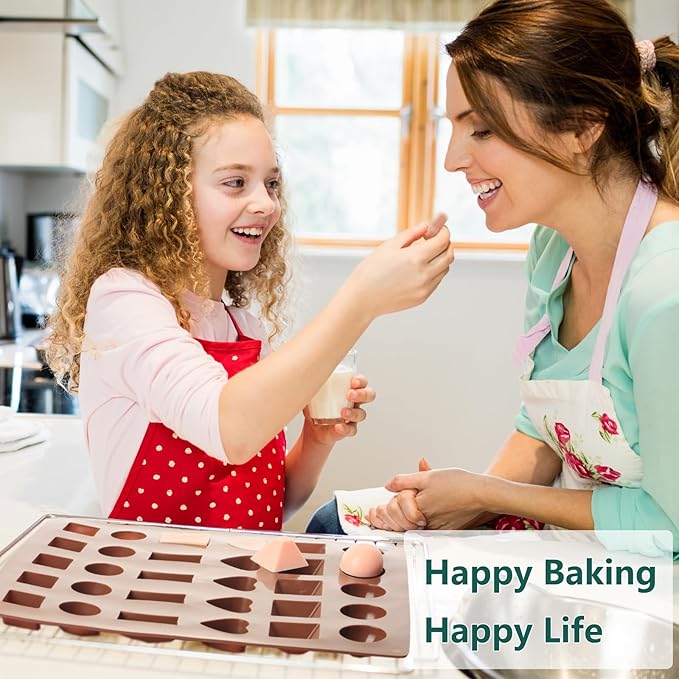 Chocolate Molds Silicone with 30 Cavities 6 Different Shapes for Making Larger Chocolate/Candy/Gummy/Cake Décor for Wedding Party & Celebration