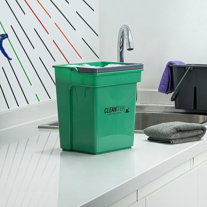 Restaurantware-Clean Tek Professional 4 Quart Cleaning Bucket, 1 Utility Pail with Handle - Heavy-Duty, Portable, Green Plastic Washing Pail, Perfect for Household, Outdoor, Car Wash and More