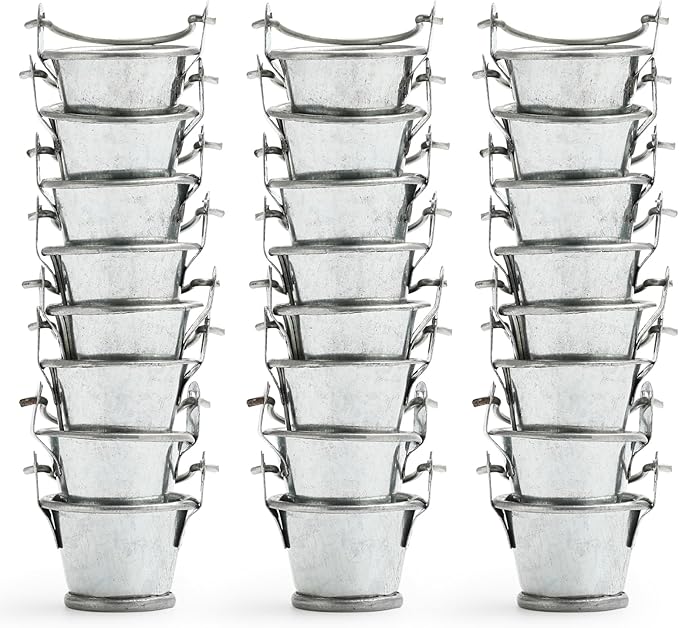 0.87inch Galvanized Mini Tin Bucket with Handle, Set of 24, Ideal for Craft Projects, Micro Landscape and Micro House