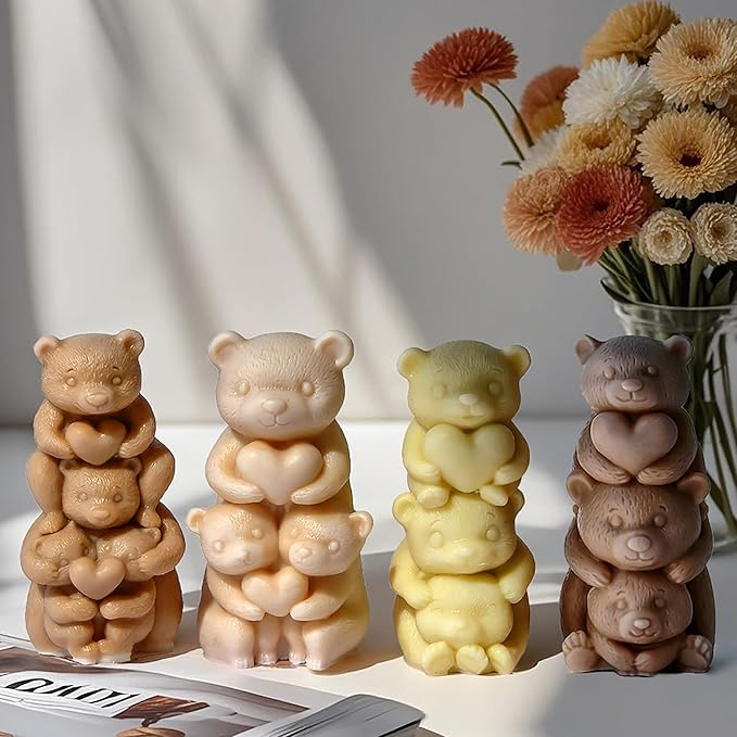 Cylinder Animal Molds Bear Candle & Resin Mold - Resin Casting Silicone Molds for Home Decor & Candle Making Wave Spiral Mold